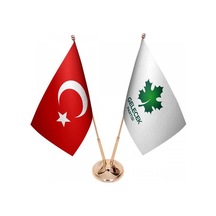 Masa Üstü Gelecek Partisi Bayrağı Türk Bayrağı İkili Pirinç Direk