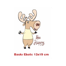 Geyik Hayvan Temalı Ütü İle Yapışan Tekstil Kumaş Tişört Dtf Baskı 3413