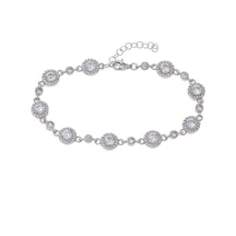 Yuvarlak Zirkon Taşlı Model-3 925 Ayar Gümüş Kadın Bileklik Gümüş