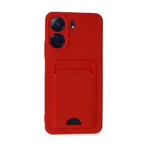 Xiaomi Redmi 13c Uyumlu Kılıf Kelvin Kartvizitli Silikon - Kırmızı