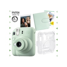 Fujifilm Instax Mini 12 Fotoğraf Makinesi + 20'lu Film + Kare Albüm + Şeffaf Kılıf Seti Yeşil