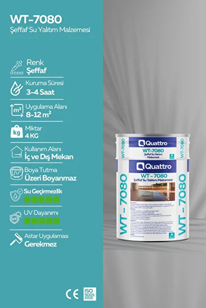 Quattro Şeffaf Cam Su Yalıtım Malzemesi 4kg