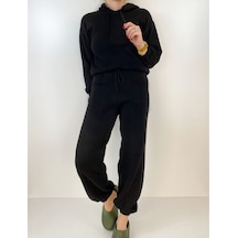 Modaonna Kadın Siyah Triko Bluz Jogger Pantolon Takım Siyah