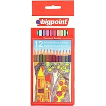 Bigpoint 12 Renk Metalik Kuru Boya Kalem Seti
