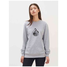 Turbo Baskılı Gri Kadın Sweatshirt