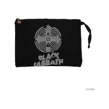 Zepplin Giyim Black Sabbath Band Cross Paranoid Siyah Clutch Astarlı Cüzdan Siyah