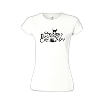 Cat Lady Beyaz Kadın Tshirt 001