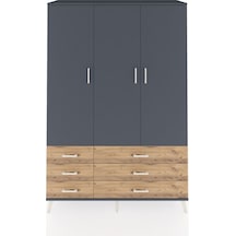 Hyperion Dolap 5 Raflı 6 Çekmeceli Tek Askılı 132x44x195 Antrasit-antrasit/çam Antrasıt/atlas Çam