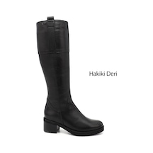 Gönderi(R) Kadın Siyah Floter Fermuarlı Kalın Topuklu Hakiki Deri Çizme Dkzc61363591 Siyah