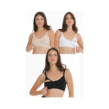 Parlingerie 3lü Hamile Emzirme Sütyeni Dantelli Kapsız Siyah-beyaz-ten Siyah - Beyaz - Ten