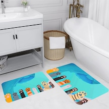 Rovigo Home Baskılı Kaymaz Taban 2 Li Banyo Paspas Takım Rvg5132-100X60-60X50 Çok Renkli