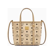 Mcm Mini Toni Tote Çanta, Nappa Deri & Kanvas Shopper El Çantası Bej