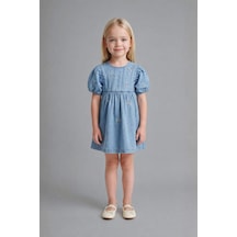 Defacto Pamuklu Denim Elbise Kız Bebek H4072a526smnm39 Mavi-nm39