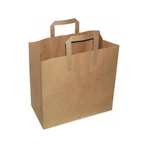 Flat Kraft Kağıt Çanta Karton Hediyelik Poşet Torba - 20x24x10 Cm. - 30 Adet