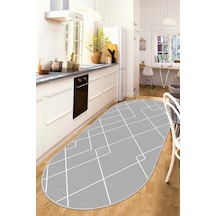 West Home Dijital Baskı Yıkanabilir Kaymaz Taban Leke Tutmaz Oval Mutfak Halısı Salon Halısı Ve Yolluk Wh 533 Grey Oval