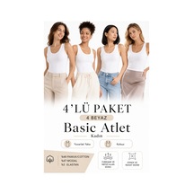 Loule Kadın 4'lü Kalın Askılı Atlet Beyaz Modal Pamuk