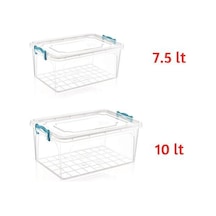Çok Amaçlı Kapaklı Erzak Saklama Kabı Kutusu 7.2lt+10lt 2'li Plastik Turuncu Diğer