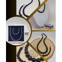 Galaksi Serisi Shungite Şungit Taşı Kolye & Bileklik Seti Çok REnkli