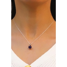 Lotus Çiçeği Ametist Taşlı Gümüş Kolye (506088381)