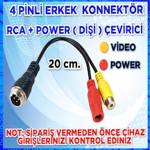 4 Pinli Erkek Konnektör Rca Dişi Dc Dişi Soket Dönüştürücü 20 Cm.