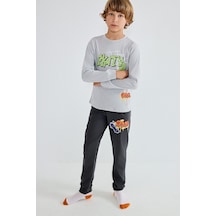 Defacto %100 Pamuk Regular Fıt 2li Açık Gri Pijama Takımı Erkek Çocuk H6667a826augr91 Gri-gr91