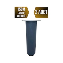 Düz Torna Ayarlı Ahşap Ayak Mobilya Masa Ve Dolap Ayağı Antrasit 15cm Kayın / Gürgen 2 Adet