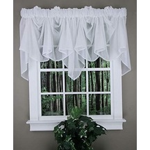 Galore: Splendor Batiste, 254 Cm G X 73 Cm U, Sheer Festoon Valance Beyaz A Antrasit