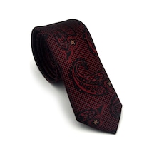 Gaffy Bordo Lacivert Şal Desenli Dokuma Kumaş Mendilli Slim Fit Kravat // Sdk-2604-4 Bordo