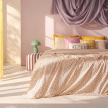 Soft Bloom Tek Kişilik Nevresim Takımı - Hardal / Pembe Çok Renkli