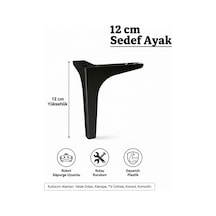 Sedef 12 Cm Siyah Mobilya Kanepe Sehpa Tv Ünitesi Koltuk Ve Konsol Ayağı Siyah