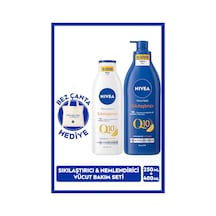 NIVEA Q10 Sıkılaştırıcı Vücut Bakım Sütü 400 ML + Losyon 250 ML + C Vitamini 48 Saat Nem + Bez Çanta