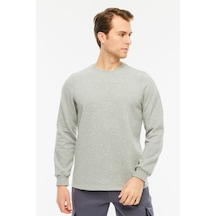 Uniprom Sweatshirt Bisiklet Yaka Içi Polarlı 3 Iplik Pamuklu Normal Kesim Erkek Gri