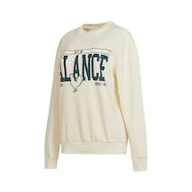New Balance 3401 Erkek Beyaz Yuvarlak Yaka Sweatshirt Beyaz