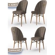 Canisa Ritim Serisi, 1.sınıf Babyface Kumaş Doğal Ahşap Ayak Gold Halkalı 4 Adet Cappucino Sandalye Sandalye Cappucino Ayaklar Doğal Ahşap