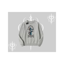 Tarzsokak Procatstinator Kedi Baskılı Biskilet Sweatshirt Beyaz