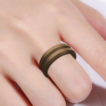 Sir053 V Shaped Grooved Edge Silicone Ring Outdoor Sports Couple Ring No.8 Brown Çok Renkli