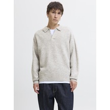 Jack&jones Erkek Relaxed Fit V Yırtmaçlı Yaka Triko Kazak - Soho - 12279214 Gri Melanj