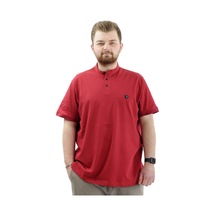 Mode Xl Büyük Beden Erkek Tişört Düğmeli Hakim Yaka T-shirt U24339 Bordo Bordo