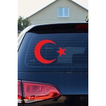 Ay Yıldız Oto Cam Sticker Kırmızı 25 19 Cm