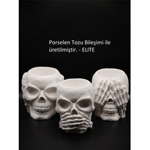 10cm Üçlü Kuru Kafa Seti - Görmedim Duymadım Bilmiyorum Temalı Gothic 68520873