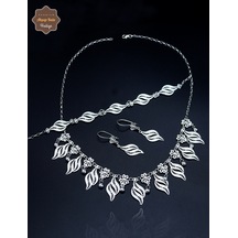 Çiçekli Yaprak Model 925 Ayar Gümüş Telkari Kadın Üçlü Set 201025292 Gümüş