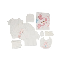 Bebegen Kız Bebek Ekru Pembe Flamingo Desenli 10 Parça Hastane Çıkışı Çok Renkli