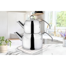 Çelik Çaydanlık Metal Kulplu Silindir Model Çelik