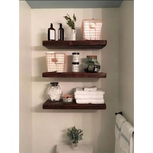 Doğal Ahşap 20x90x4 Cm 3'lü Gizli Bağlantılı Raf Ahşap
