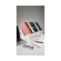 Masaüstü Kitap Standı Modern Kitap Düzenleyici, Ergonomik Okuma Ve Kitap Sergileme Rafı, Beyaz Beyaz