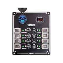 Goldsea Switch Küçük Ebatlı 8 Anahtarlı Usb & Voltmetre Soketli 12 - 24 V Sigorta Paneli
