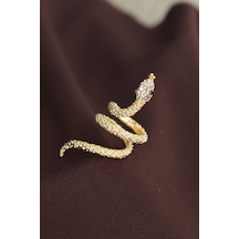 Ayarlanabilir Gold Renk Zirkon Taşlı Yılan Yüzük 5886 Renkli
