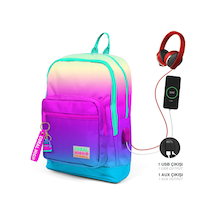 Coral High Kids Renk Geçişli Dört Bölmeli Usb'li Okul Sırt Çantası 23810 Çok Renkli