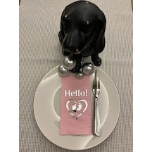 Gümüş Yaldızlı Pembe Hello Baby Ayaklı Peçete 16 Adet