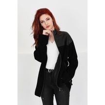 M M Marki Marki Lüx Pardesü Hakiki Deri Süet Ceket Uzun Süet Kadın Oversize Deri Mont, Ceket - 105522 Siyah- Süet